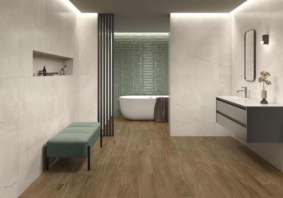 XXL ceramics modern bathroom with XXL ceramics